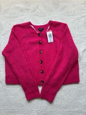 Torrid Fuchsia Ribbed Cropped Button-Front Cardigan